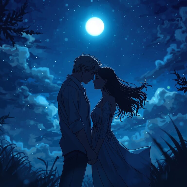 lucid origin romantic cinematic illustration two people standing under the night sky soft moo 0