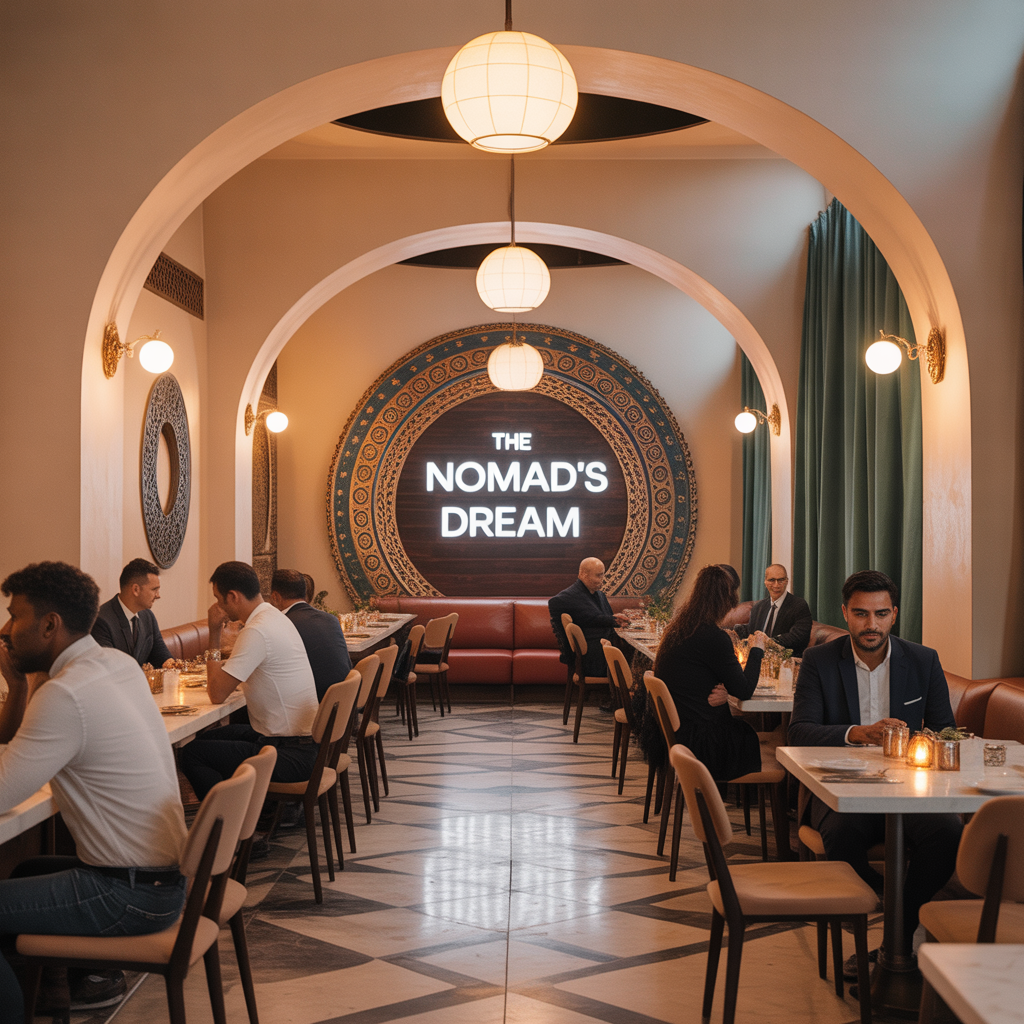 ideogram v3.0 a beautiful modern restaurant interior with somali cultural decor the nomad s dr 0